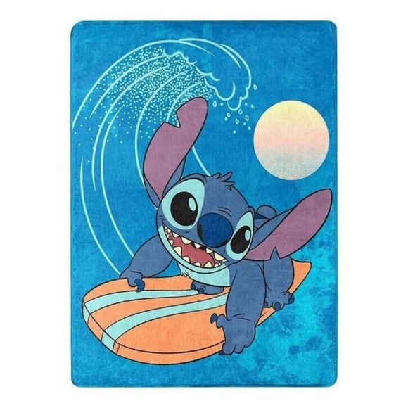 Disney Other - New Lilo & Stitch Surfing Plush Fleece Throw Gift Blanket Movie Surfboard Ocean